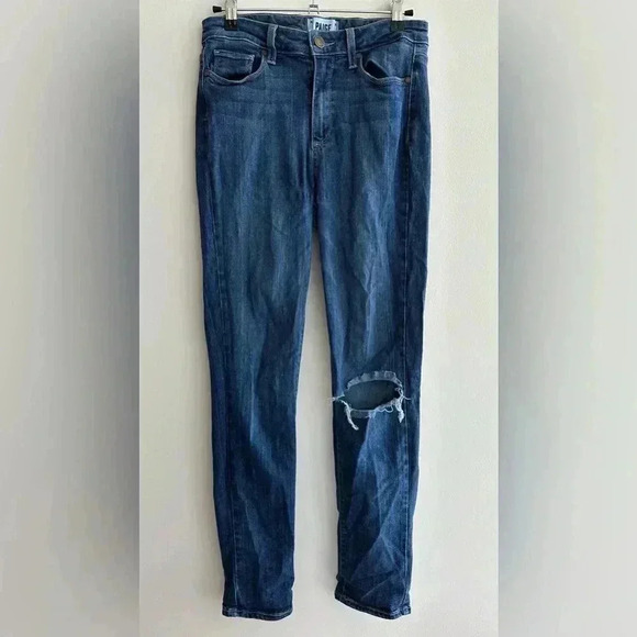 PAIGE Hoxton Crop Rollup Skinny Jeans, Dark Indigo, Size 29 - Picture 7 of 16